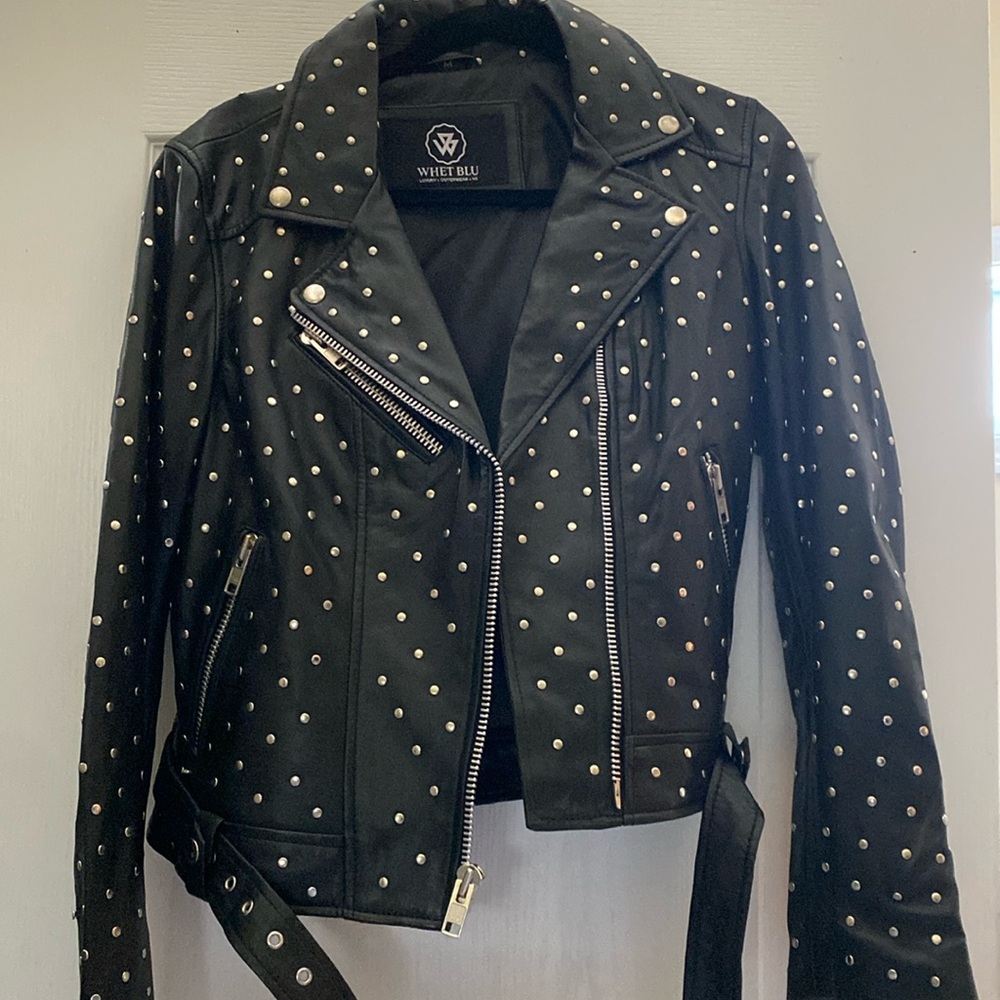 Studded real leather jacket